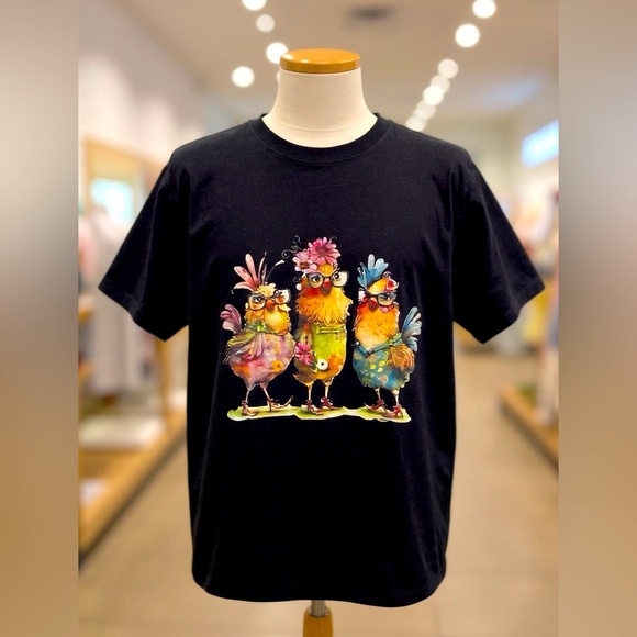 Colorful Chicken Graphic Tee | XL | Whimsicore Vibes | 100% Cotton | New - Picture 1 of 6